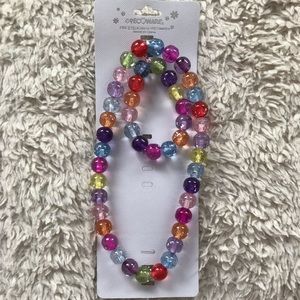 Pink Eyelash Multicolored Bead Necklace & Bracelet